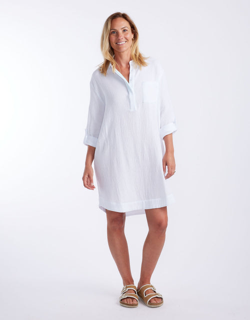 St Barts Dress - White / Seaglass