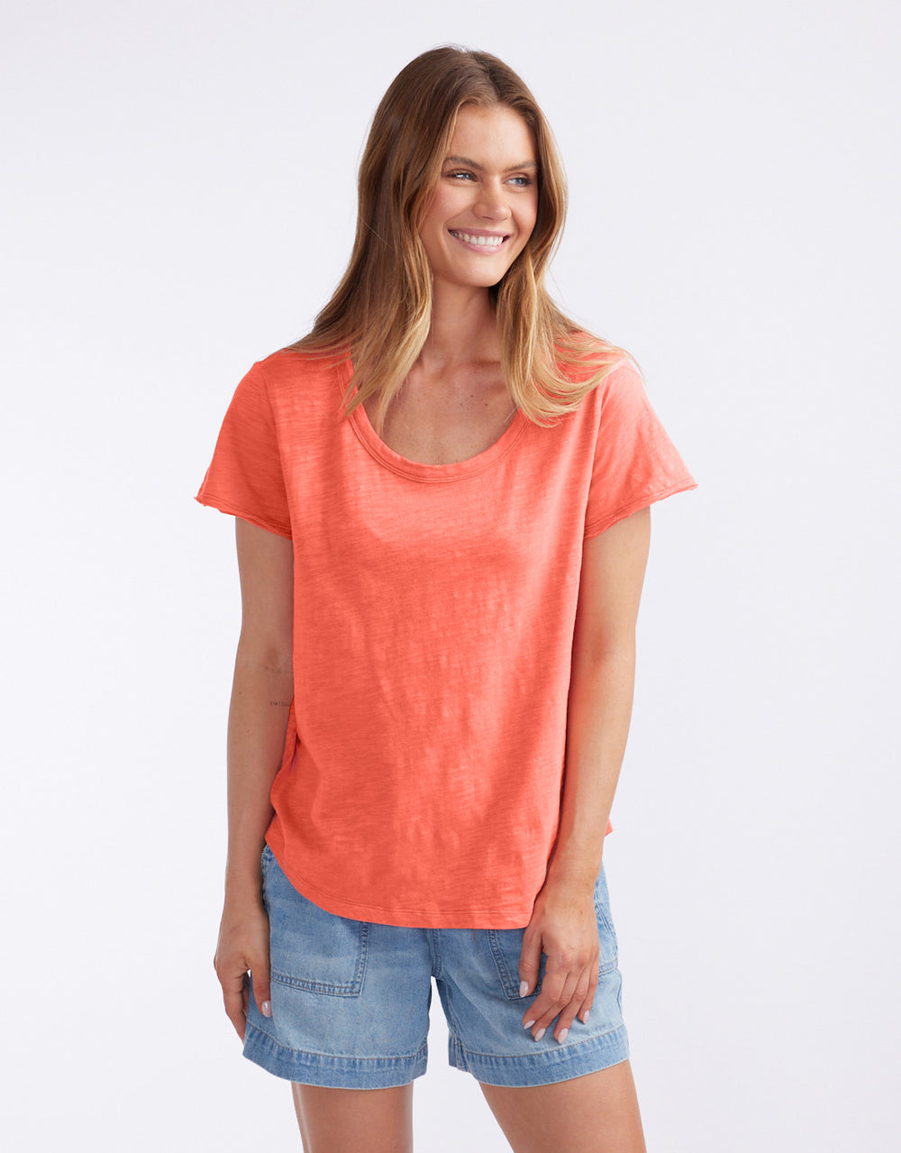 white-co-summer-round-neck-tee-sunset-melon-womens-clothing