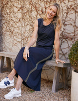 Timeless Ponte Midi Skirt - Navy/Khaki
