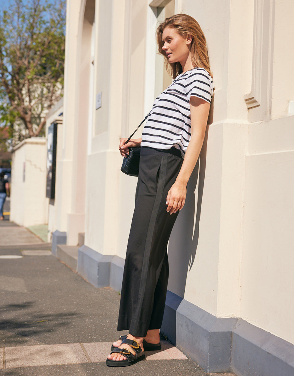 Timeless Spring 7/8 Ponti Pant - Black/Black Stripe