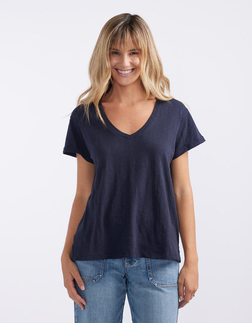 Turn Back V Neck T-Shirt - Navy