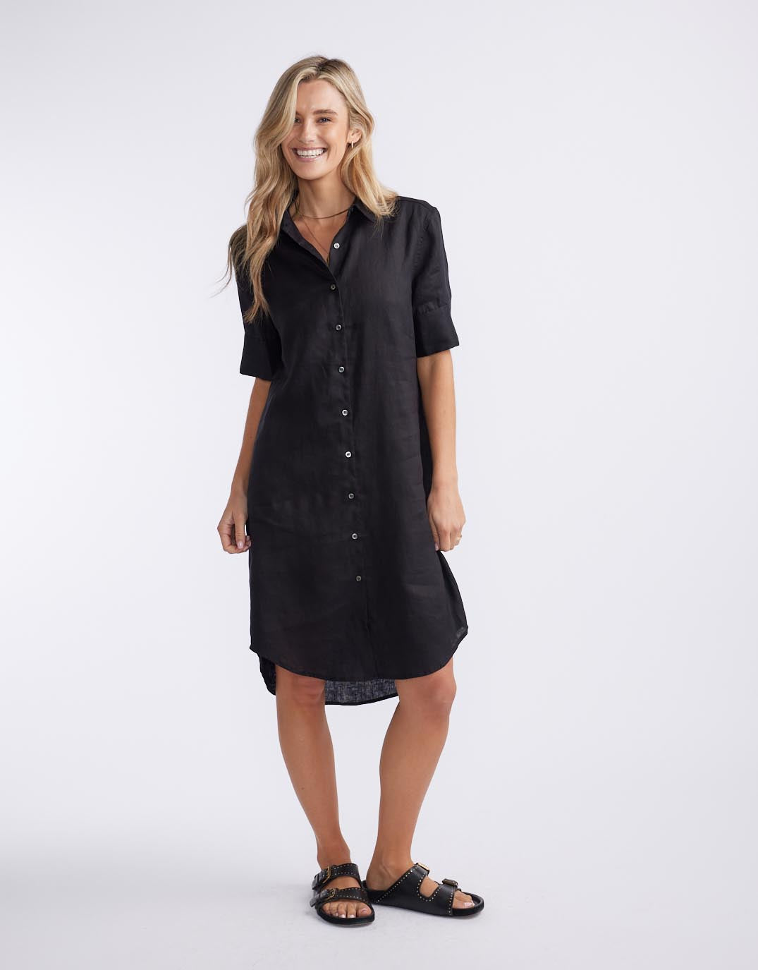 Buy Hettie Linen Shirt Dress - Black White by FTL for Sale Online United States | White & Co. Buy Hettie Linen Shirt Dress - Black White by FTL for Sale Online United States | White & Co.