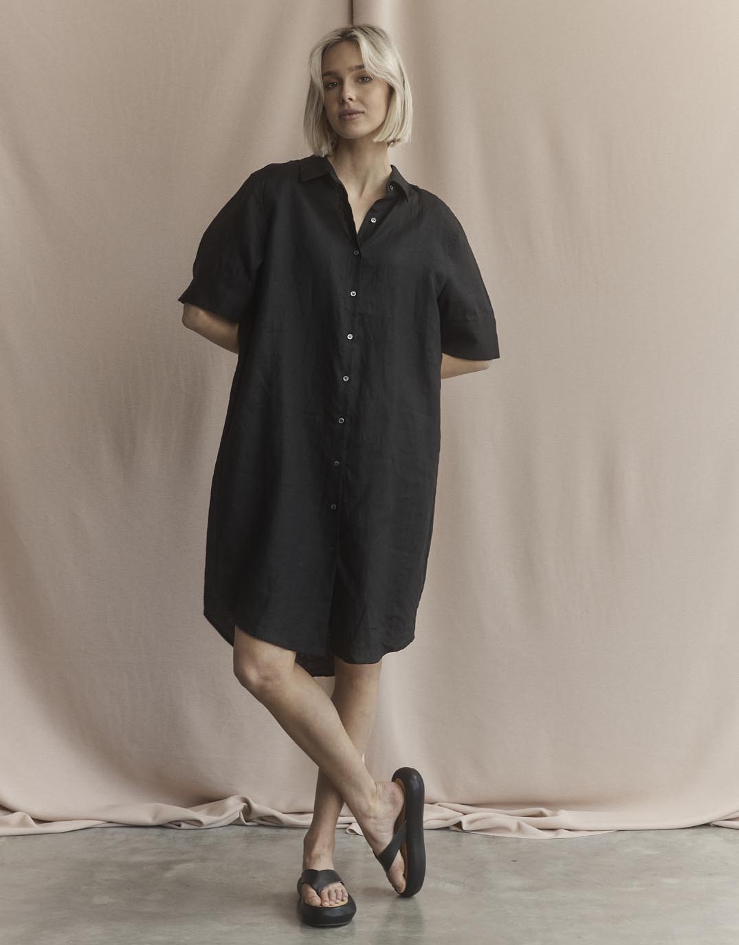 Hettie Shirt Dress - Black