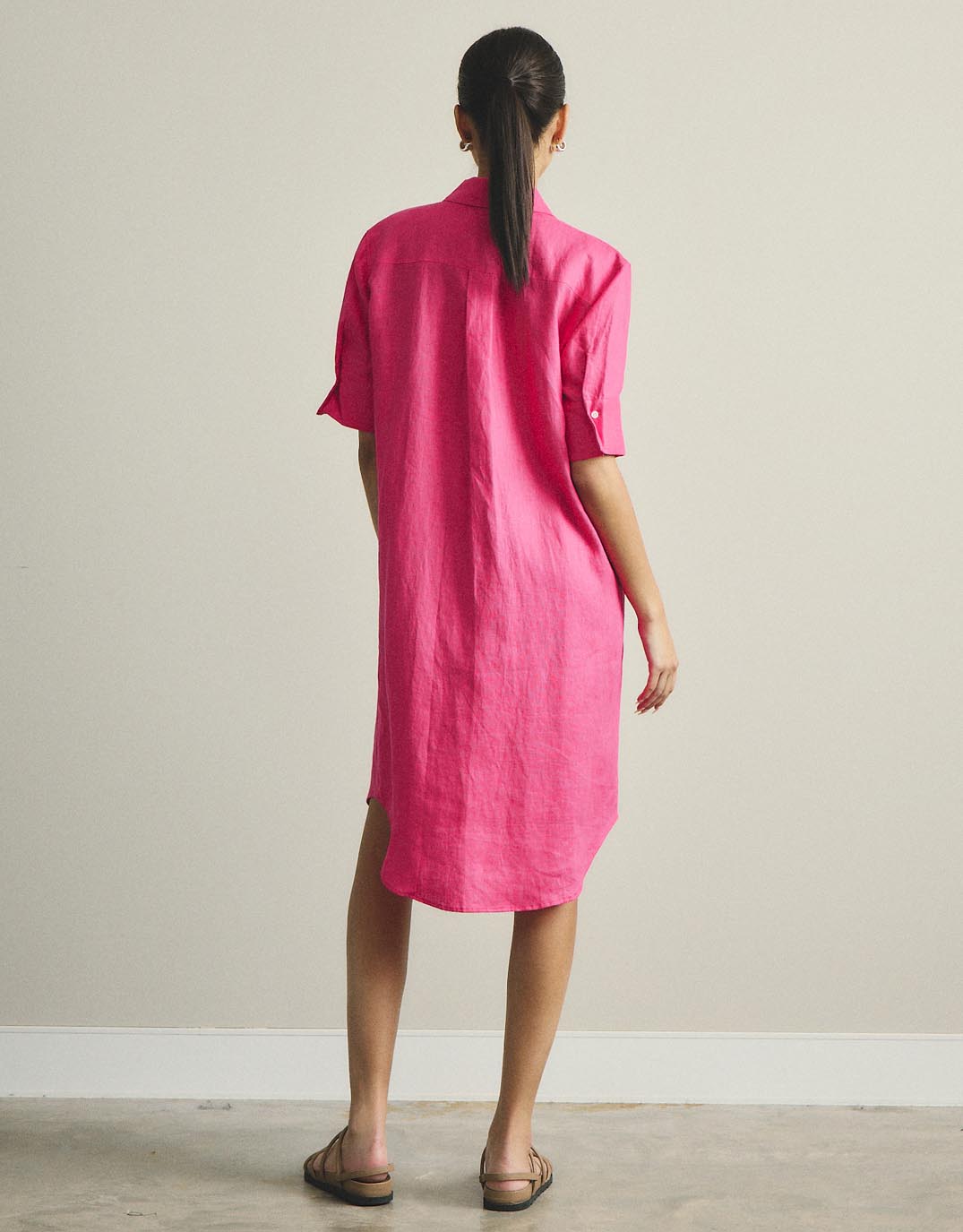 Hettie Shirt Dress - Fuchsia