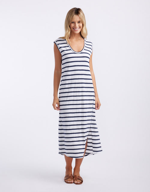 Cali Tank Dress - White/Navy Stripe