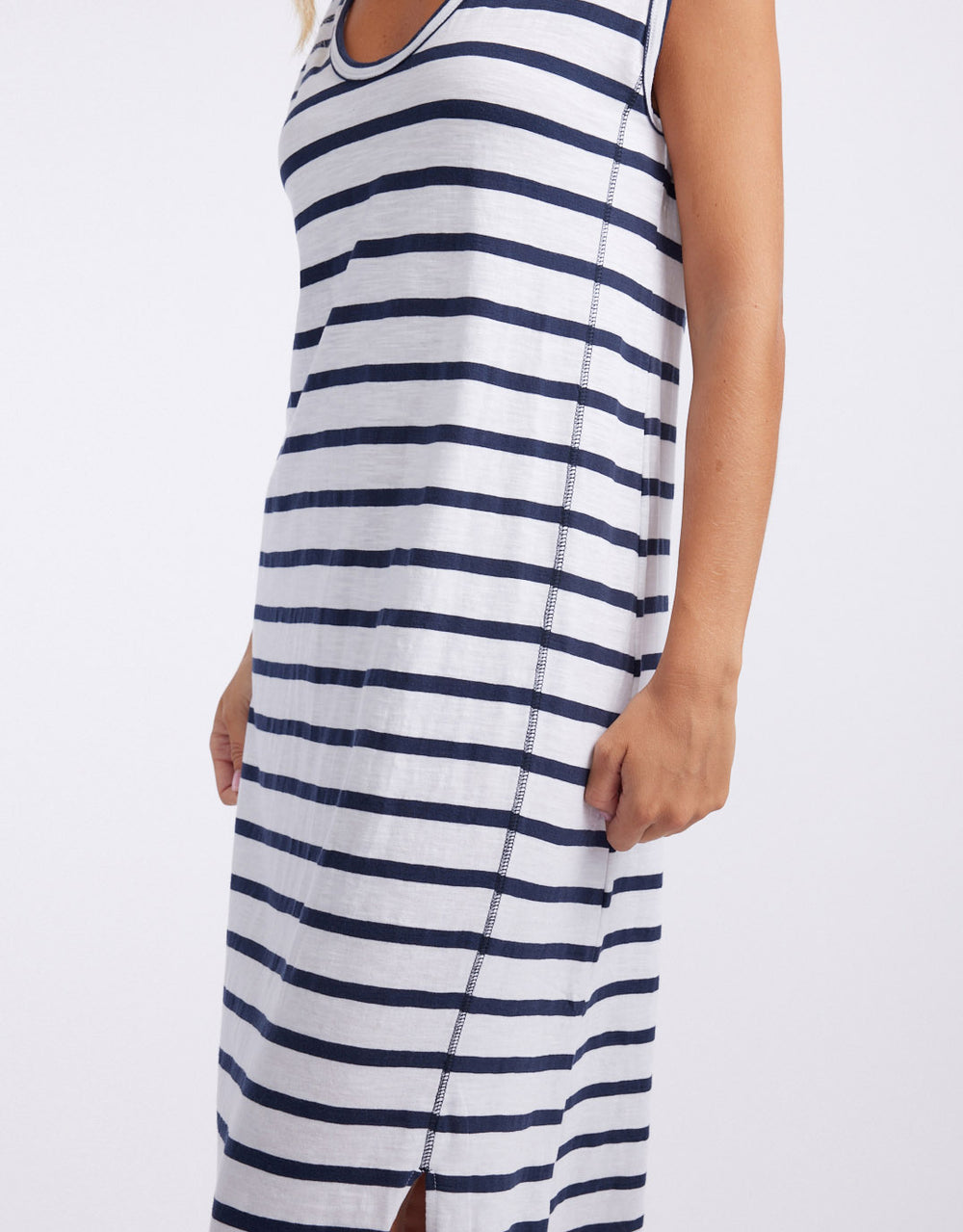 Cali Tank Dress - White/Navy Stripe