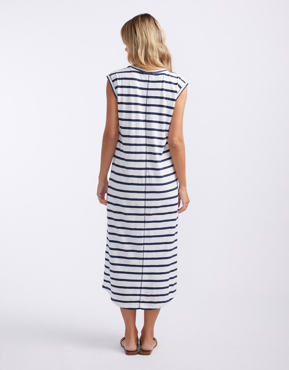 Cali Tank Dress - White/Navy Stripe