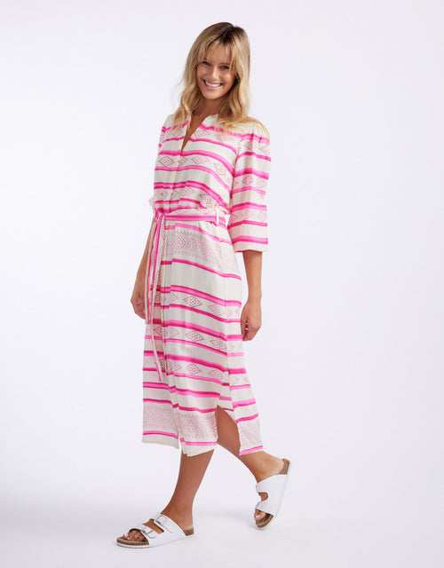 white-co-palm-island-dress-neon-pink-stripe-womens-clothing