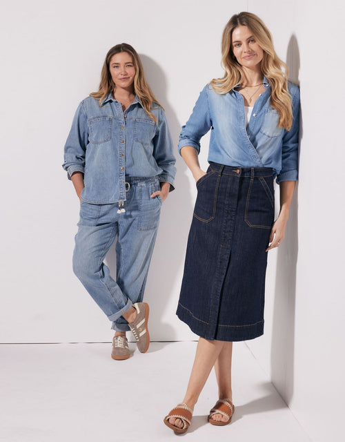 Catalina Midi Skirt - Indigo