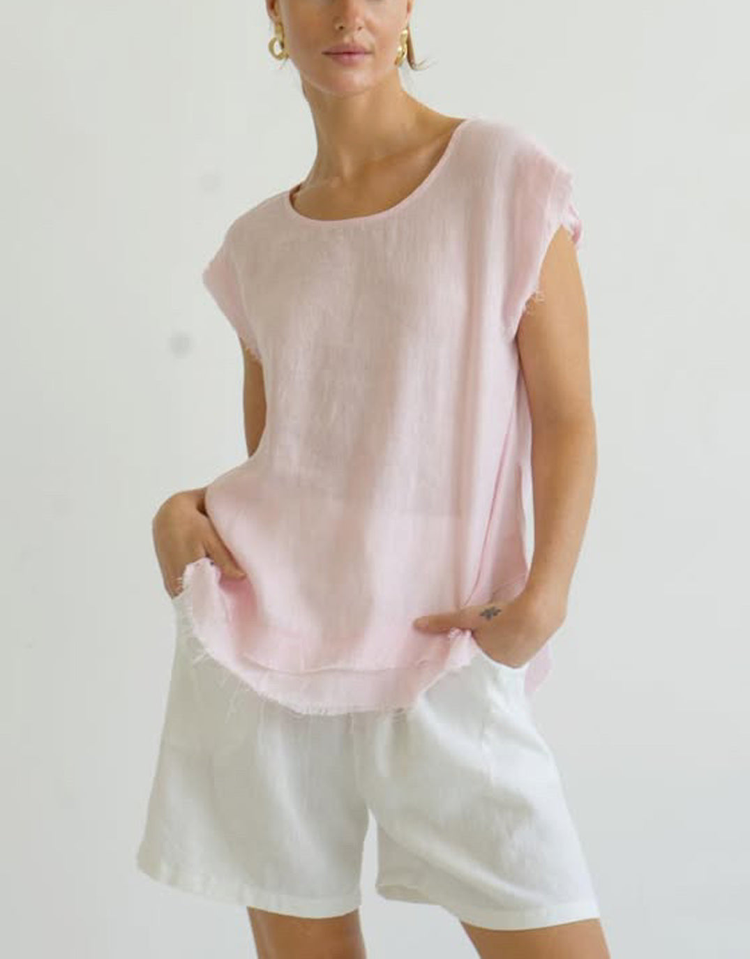 Linen Shell TopPink Worthier The Label