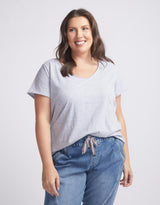 Elm Embrace Fundamental Vee Tee Grey Marle - Plus Size Clothing - White & Co. Womenswear