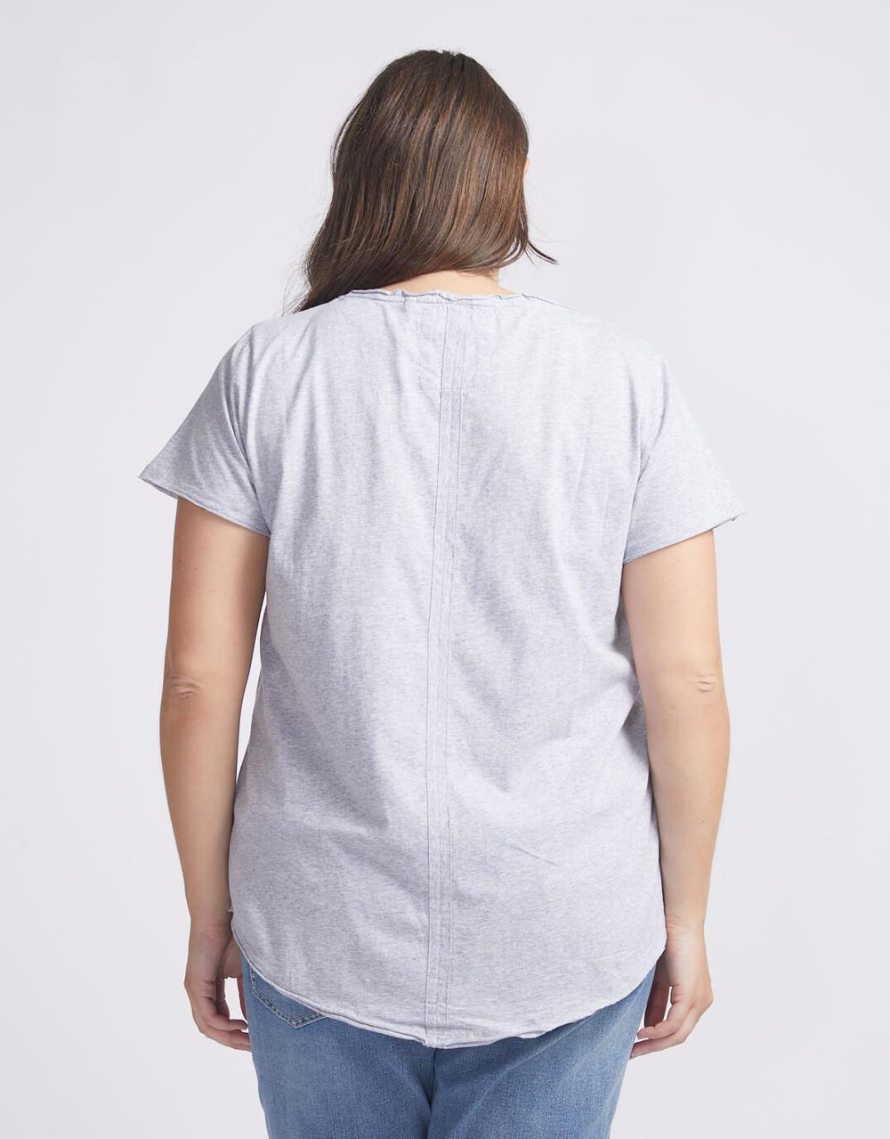 Elm Embrace Fundamental Vee Tee Grey Marle - Plus Size Clothing - White & Co. Womenswear