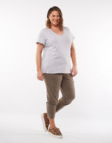 Elm Embrace Fundamental Vee Tee Grey Marle - Plus Size Clothing - White & Co. Womenswear