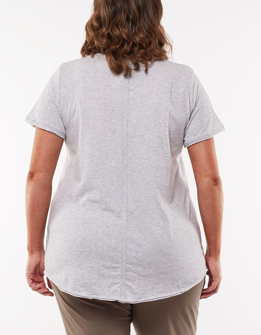 Elm Embrace Fundamental Vee Tee Grey Marle - Plus Size Clothing - White & Co. Womenswear