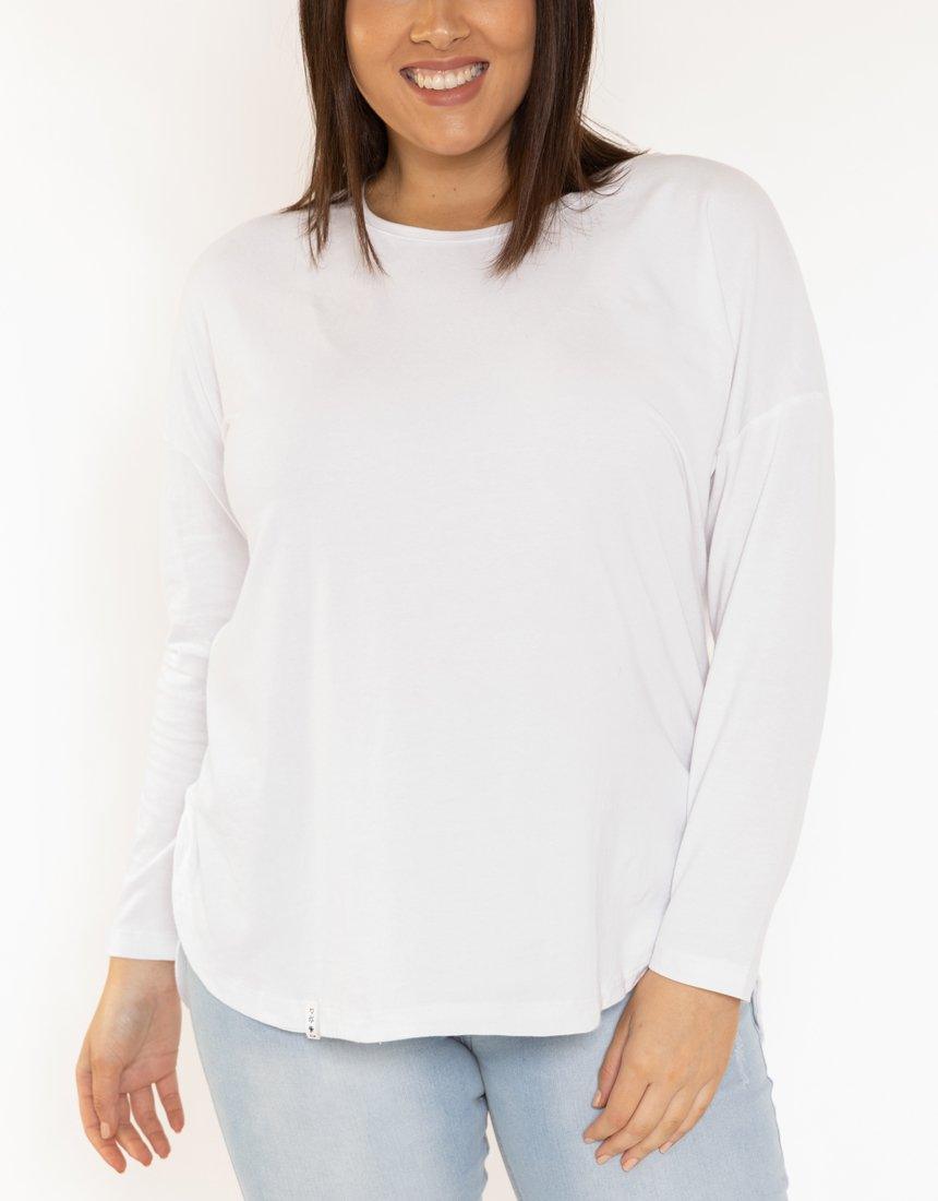 Plus Size Society Long Sleeve Tee - White Elm Embrace | Plus Size Clothing