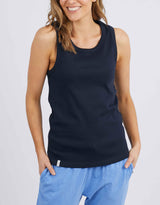 Elm - Rib Crew Tank - Dark Sapphire - paulaglazebrook Tees & Tanks