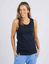 Elm - Rib Crew Tank - Dark Sapphire - paulaglazebrook Tees & Tanks