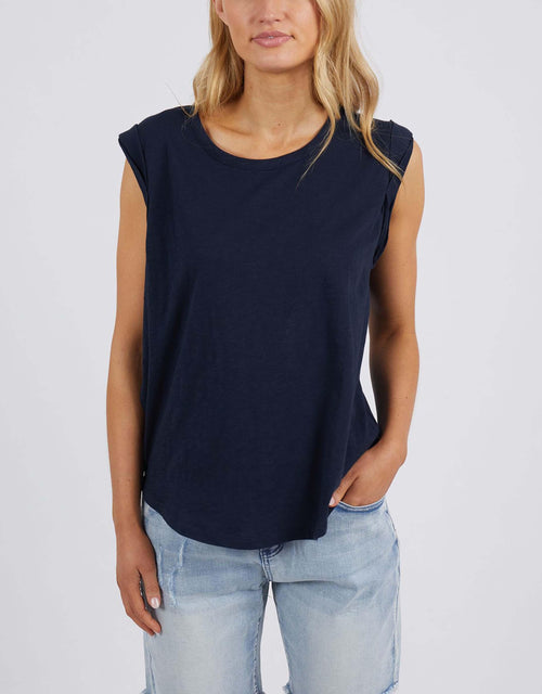 Foxwood - Bronte Muscle Tank - Navy - White & Co Living Tees & Tanks