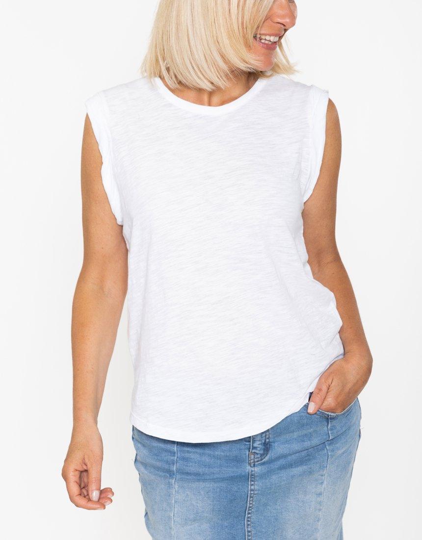 Foxwood - Bronte Muscle Tank - White - White & Co Living Tees & Tanks