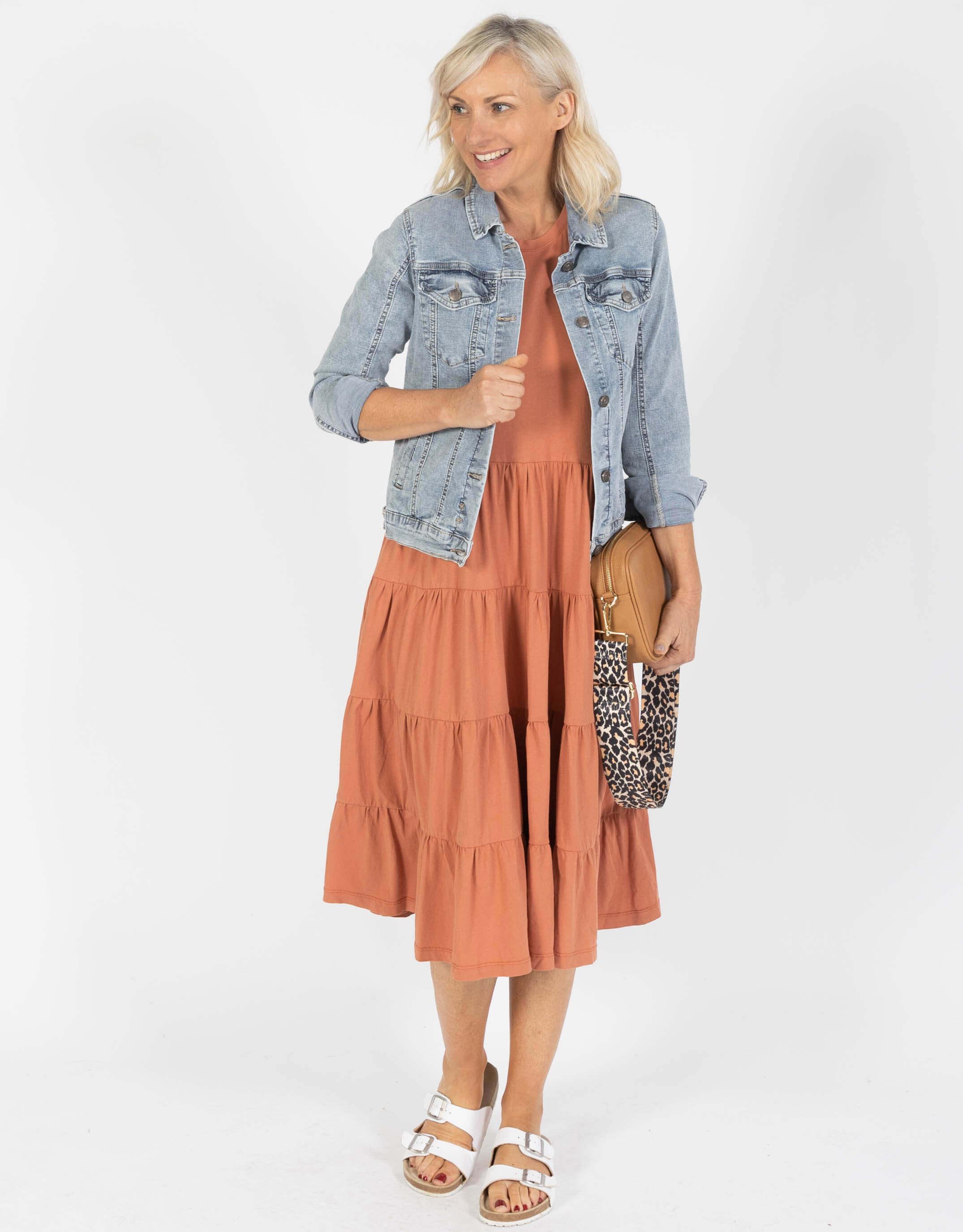 Nebraska Frill Dress - Rust - White & Co Living