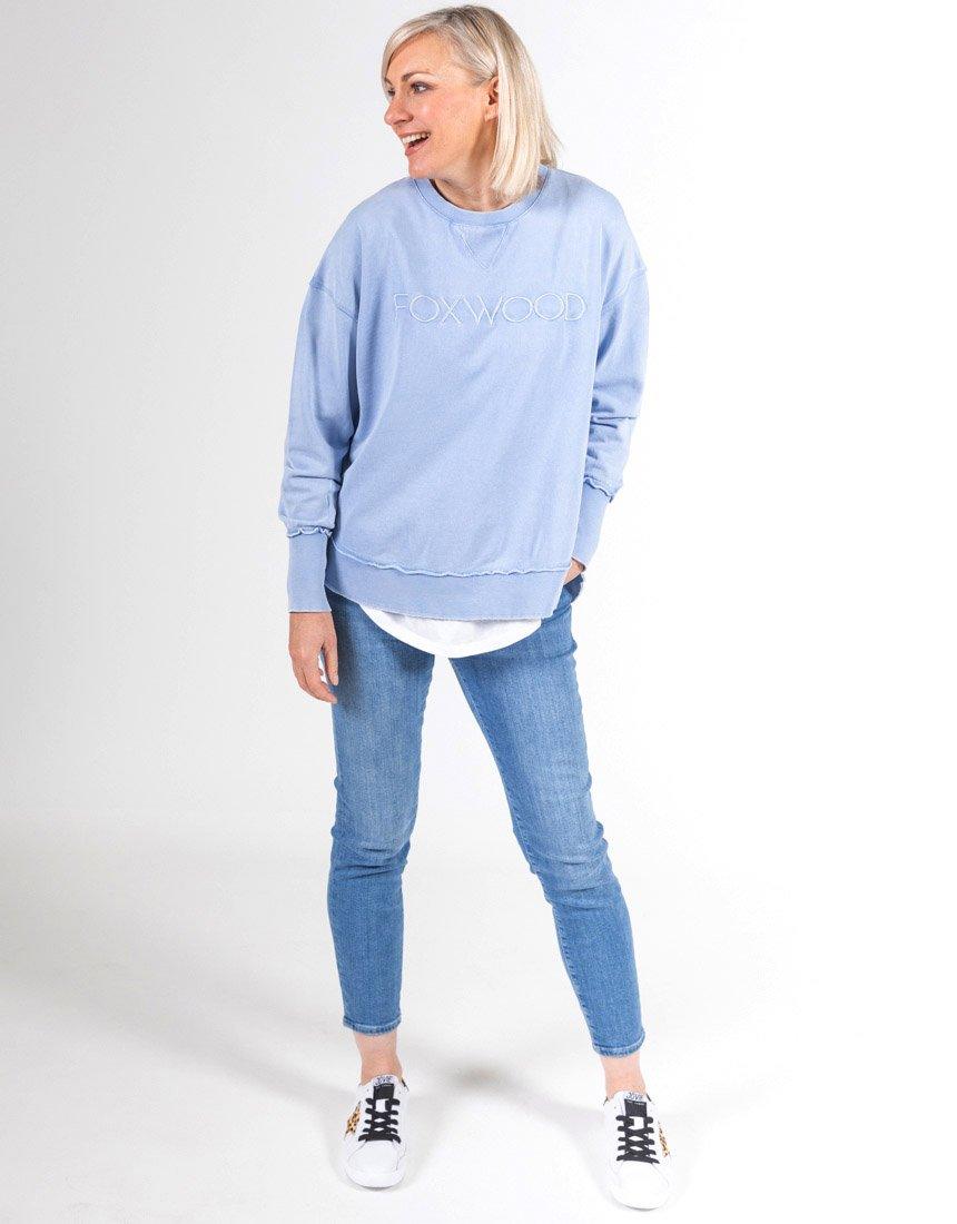 Washed Simplified Crew - Washed Light Blue Foxwood - Women's Jumper
