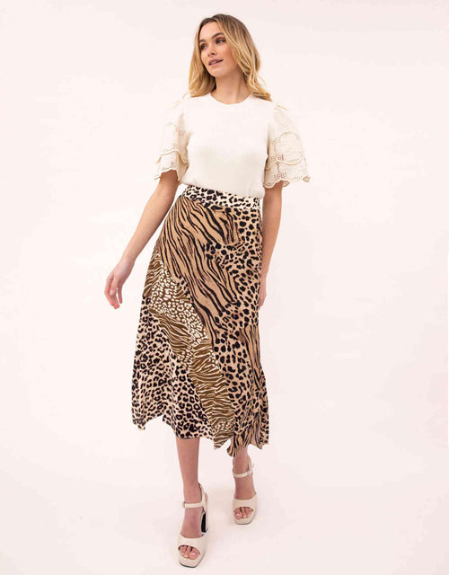 Kachel - Agetha Spliced Print Maxi Skirt - Spliced Animal - White & Co Living Skirts