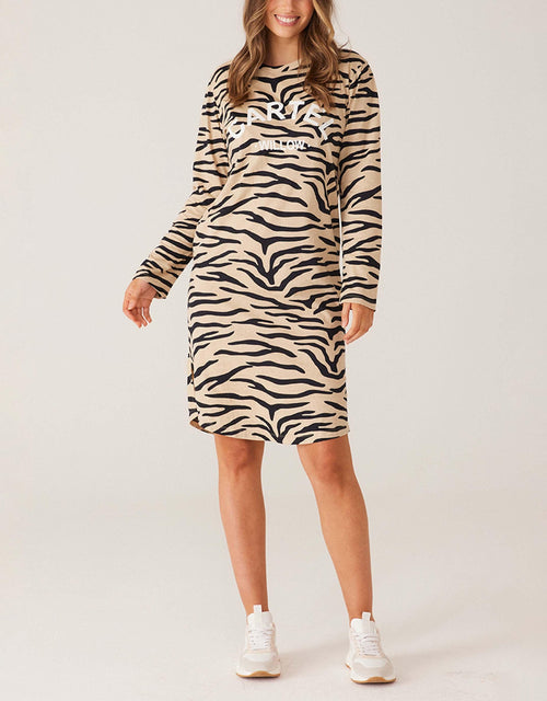 Alexis Long Sleeve Dress - Taupe Zebra - besthomesmaryland