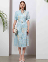 Clarisse Linen Midi Dress - Aqua