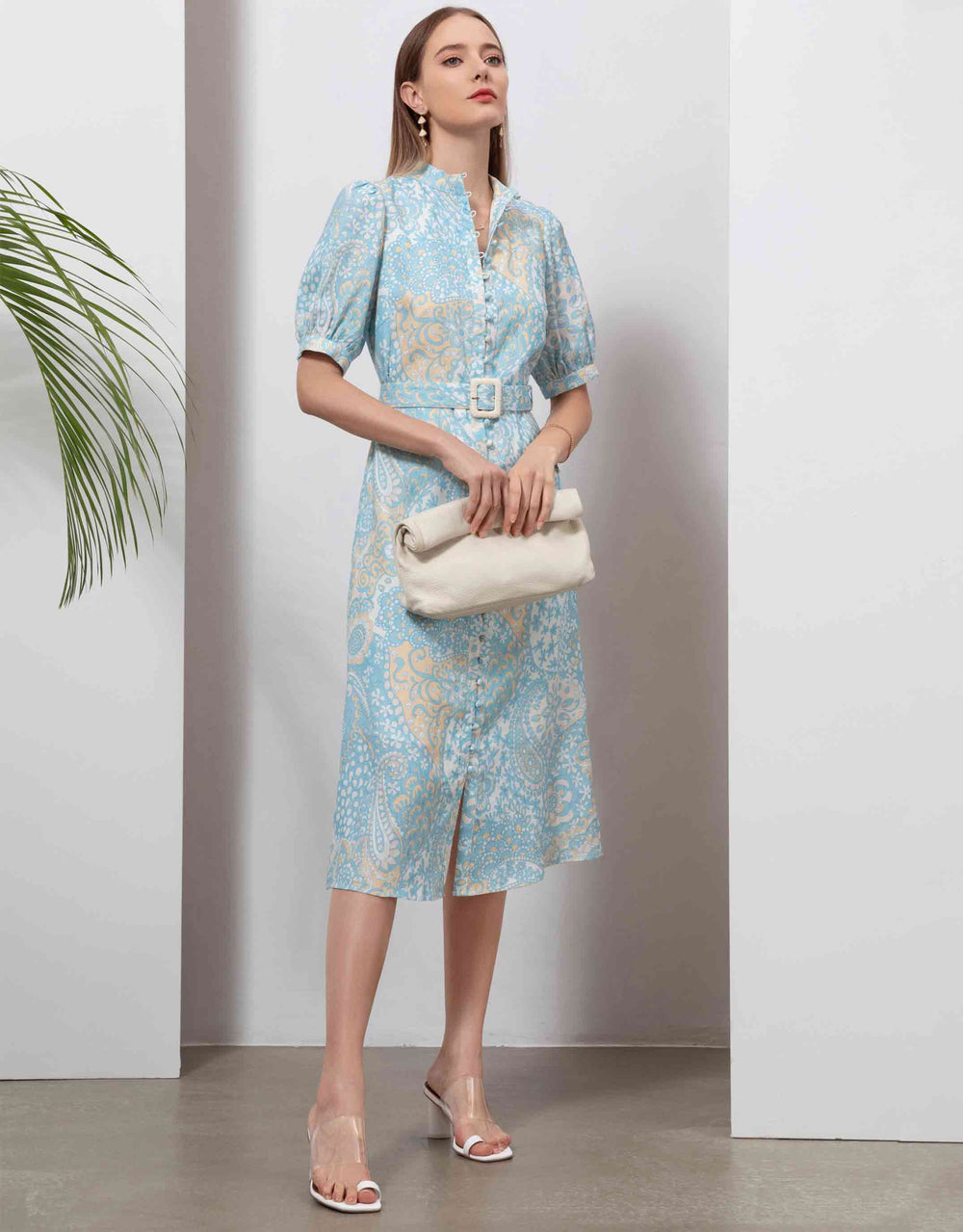 Clarisse Linen Midi Dress - Aqua