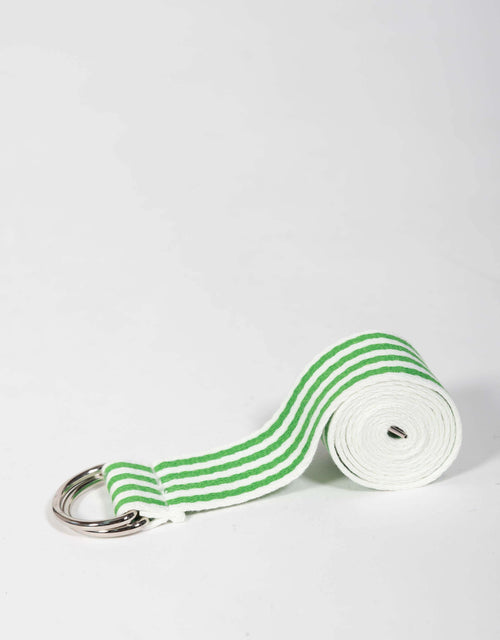 White & Co. - Portsea D-Ring Belt - Green/White Stripe - White & Co Living Accessories