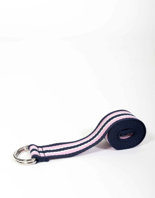 White & Co. - Portsea D-Ring Belt - Navy/Pink - White & Co Living Accessories