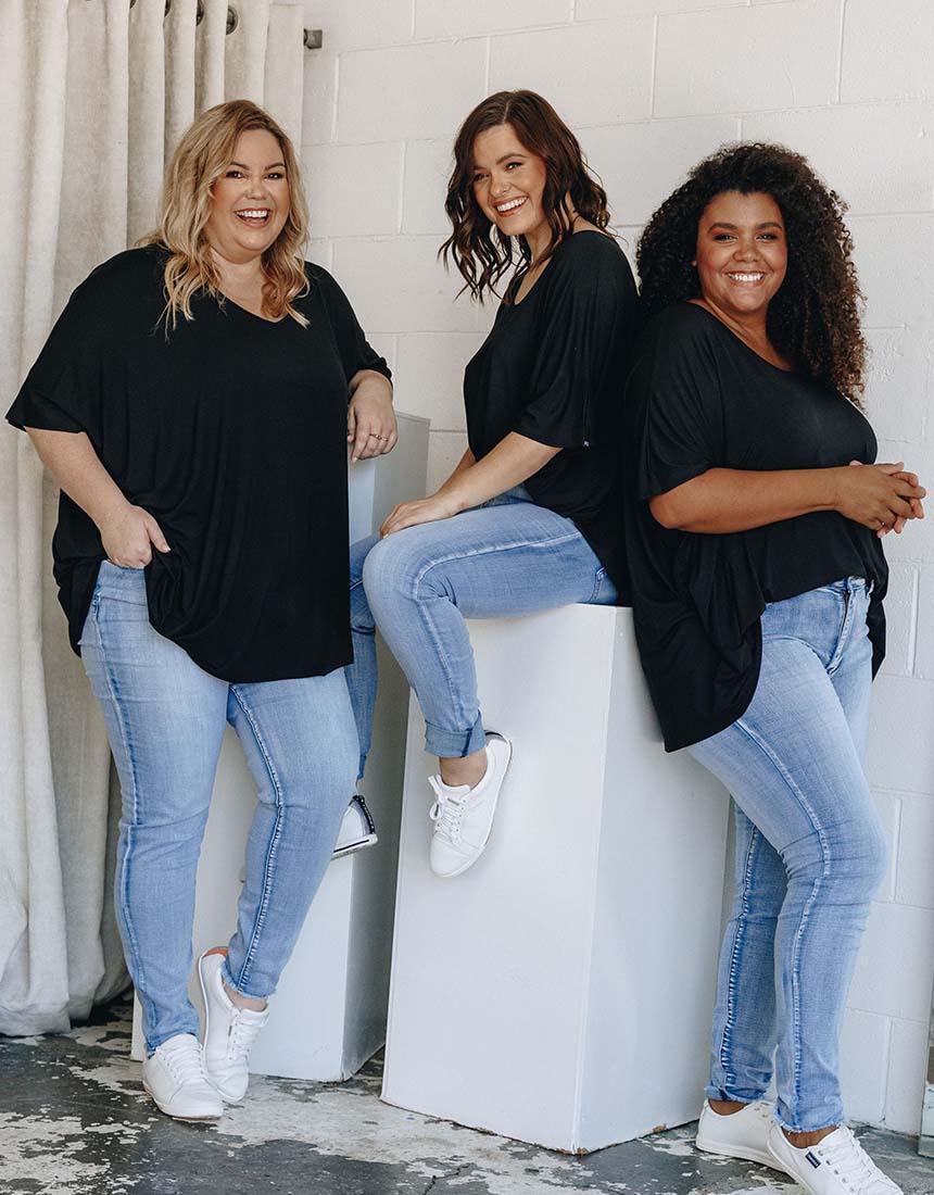 Plus Size Frayed Slim Fit Jeans - Light Denim PQ Collection