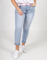 Plus Size Frayed Slim Fit Jeans - Light Denim PQ Collection