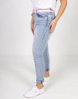 Plus Size Frayed Slim Fit Jeans - Light Denim PQ Collection