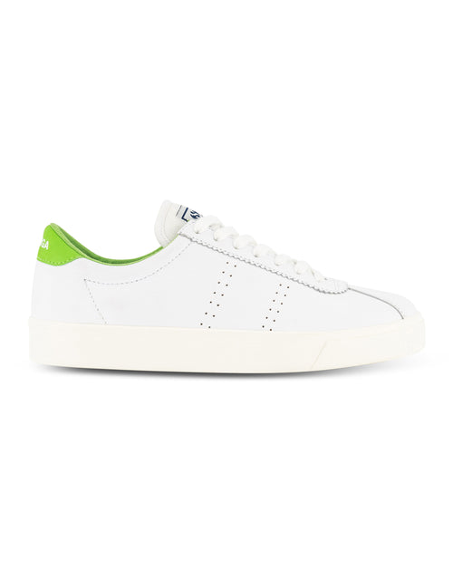 Superga Leather Sneakers - 2843 Club S Leather Sneaker - White/Green Flash