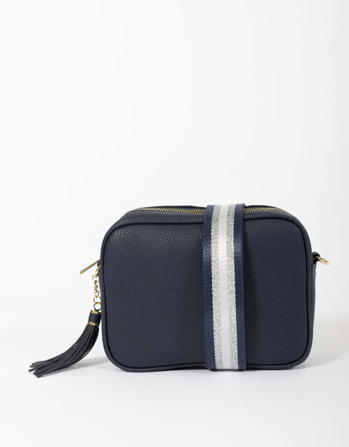 White & Co. - Zoe Crossbody Bag - Navy/Navy and Silver Stripe - White & Co Living Accessories