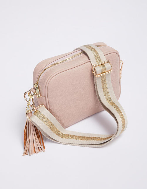 White & Co. - Zoe Crossbody Bag - Pink/Natural/Gold Stripe - White & Co Living Accessories